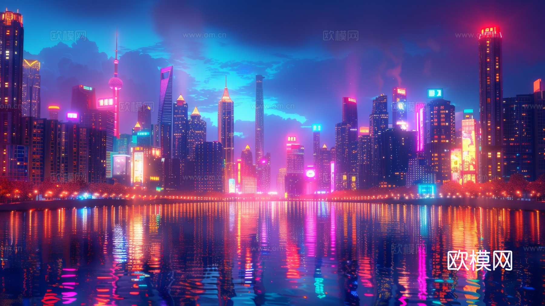 傍晚城市建筑都市风景