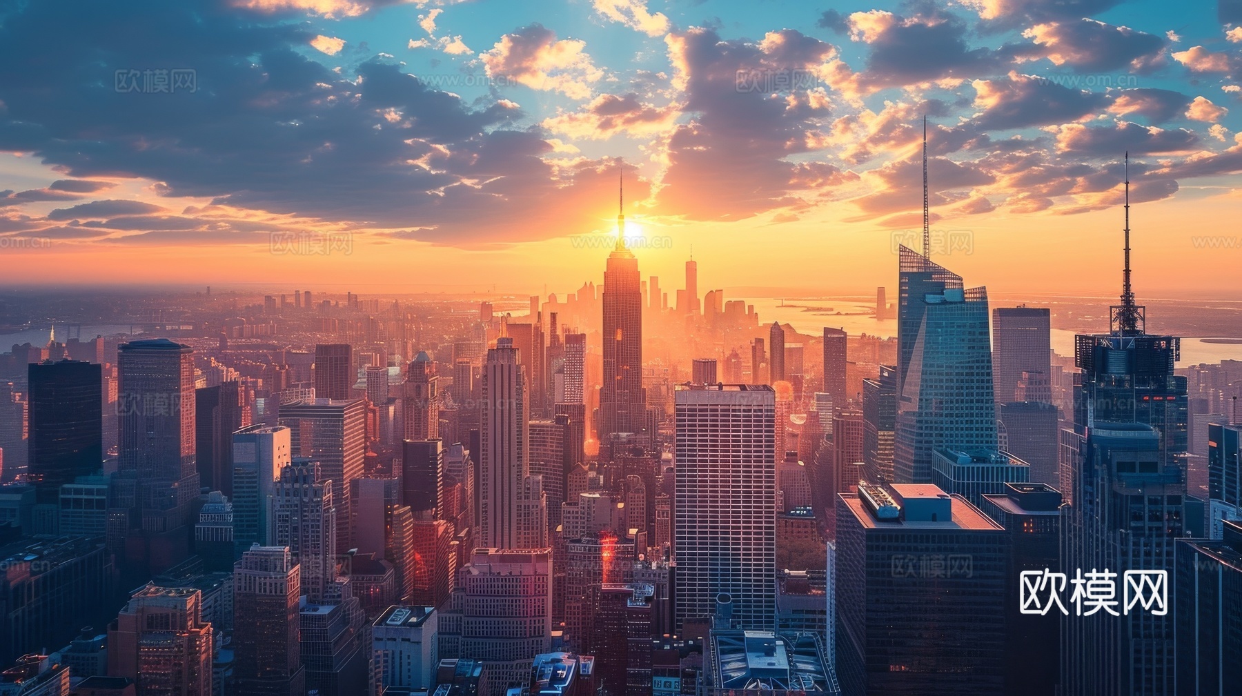 傍晚城市建筑都市风景