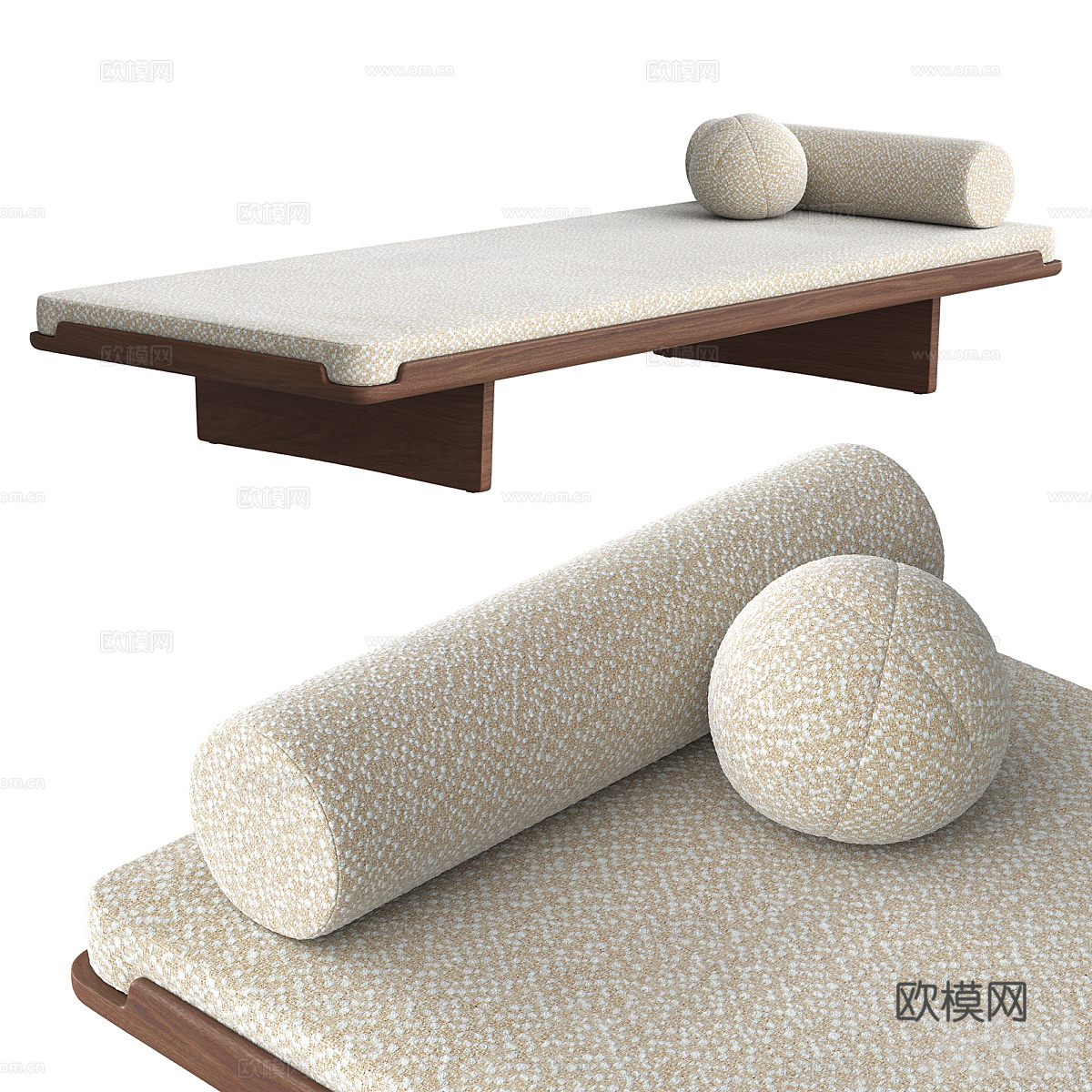新中式布艺沙发床3d模型