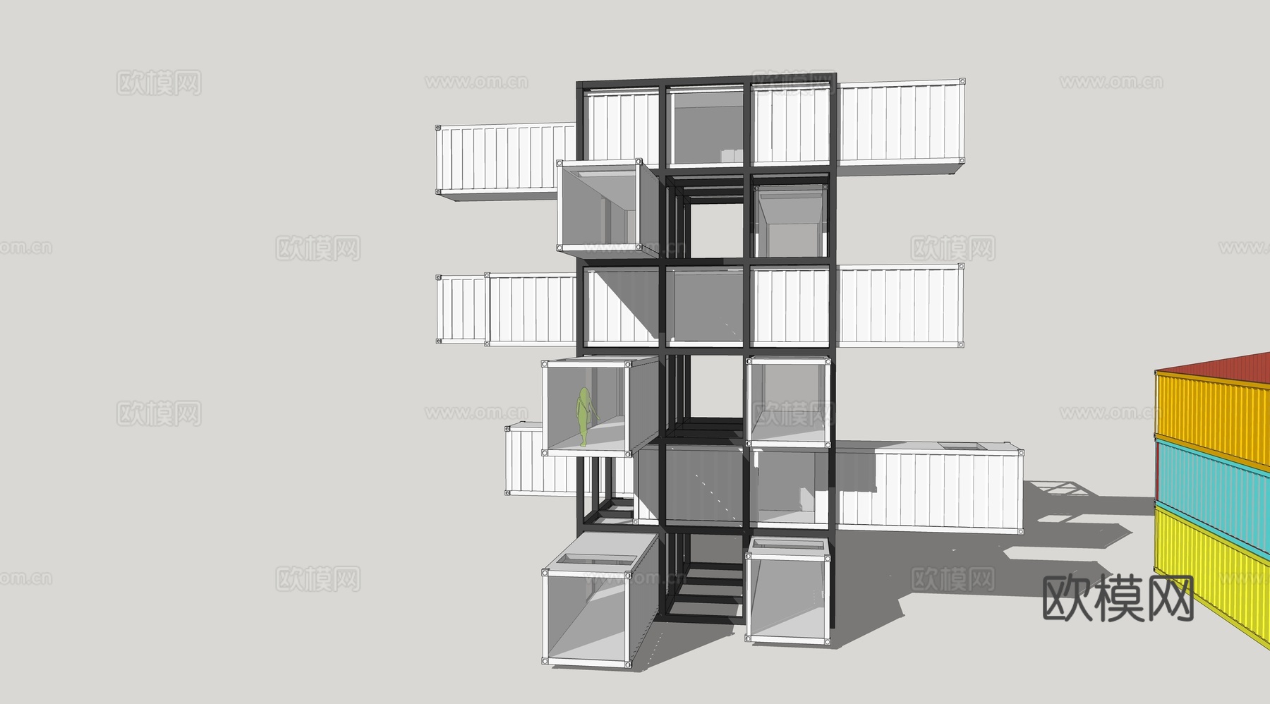 集装箱建筑 集装箱临时建筑 集装箱装置su模型