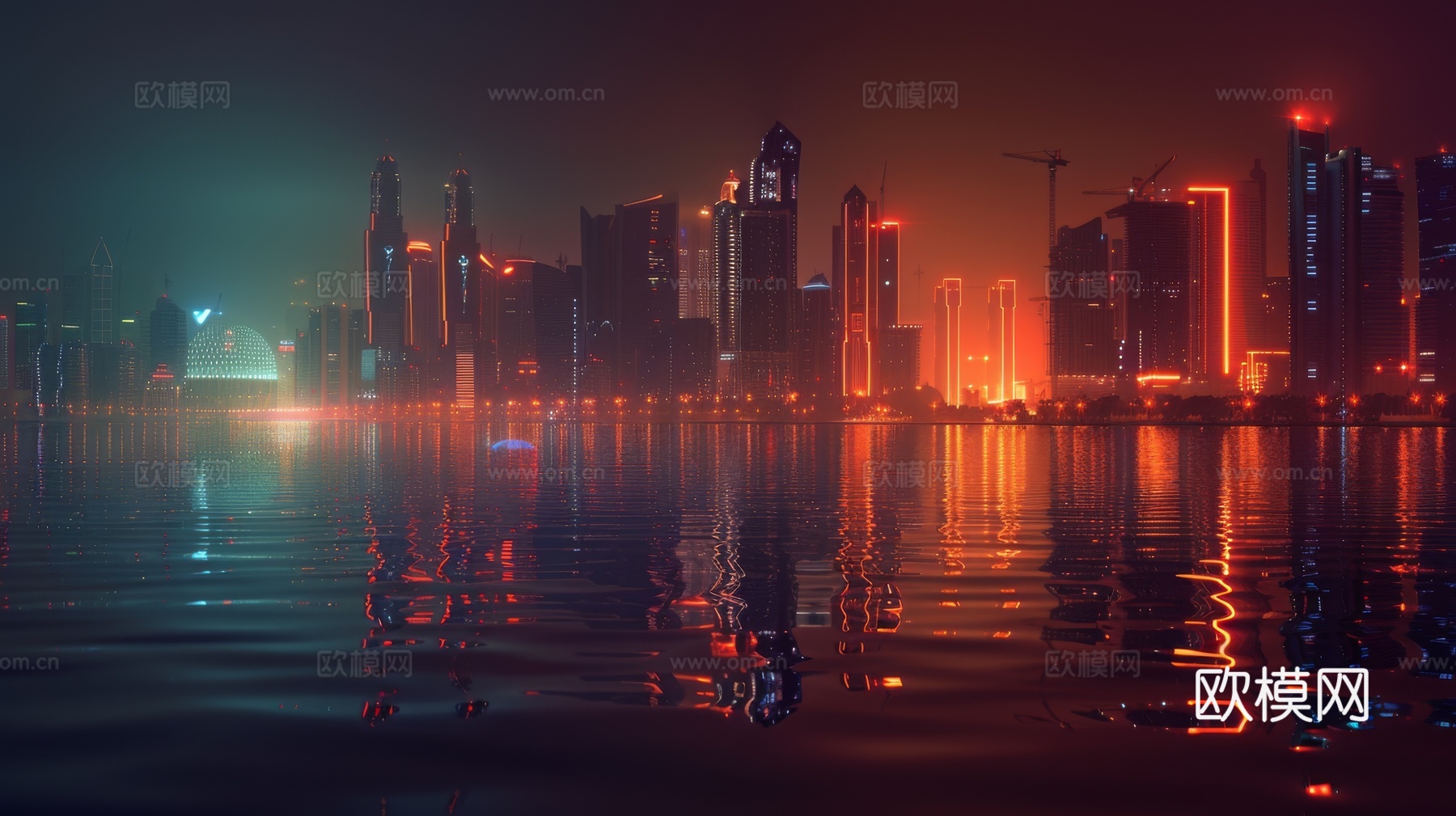 傍晚城市建筑都市风景下载（渲染图3）