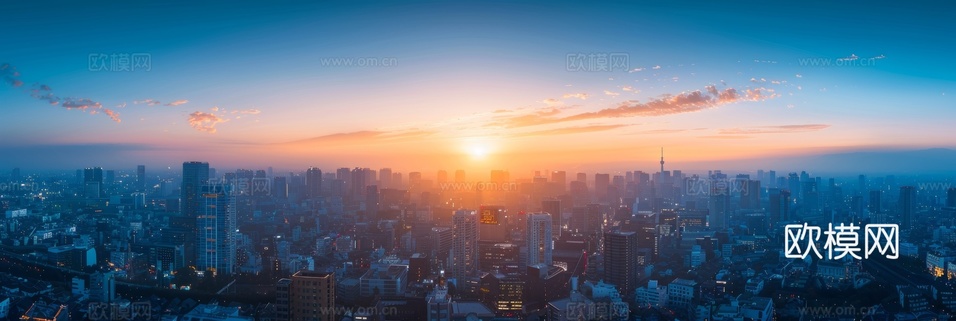 傍晚城市建筑都市風景下載(渲染圖1)