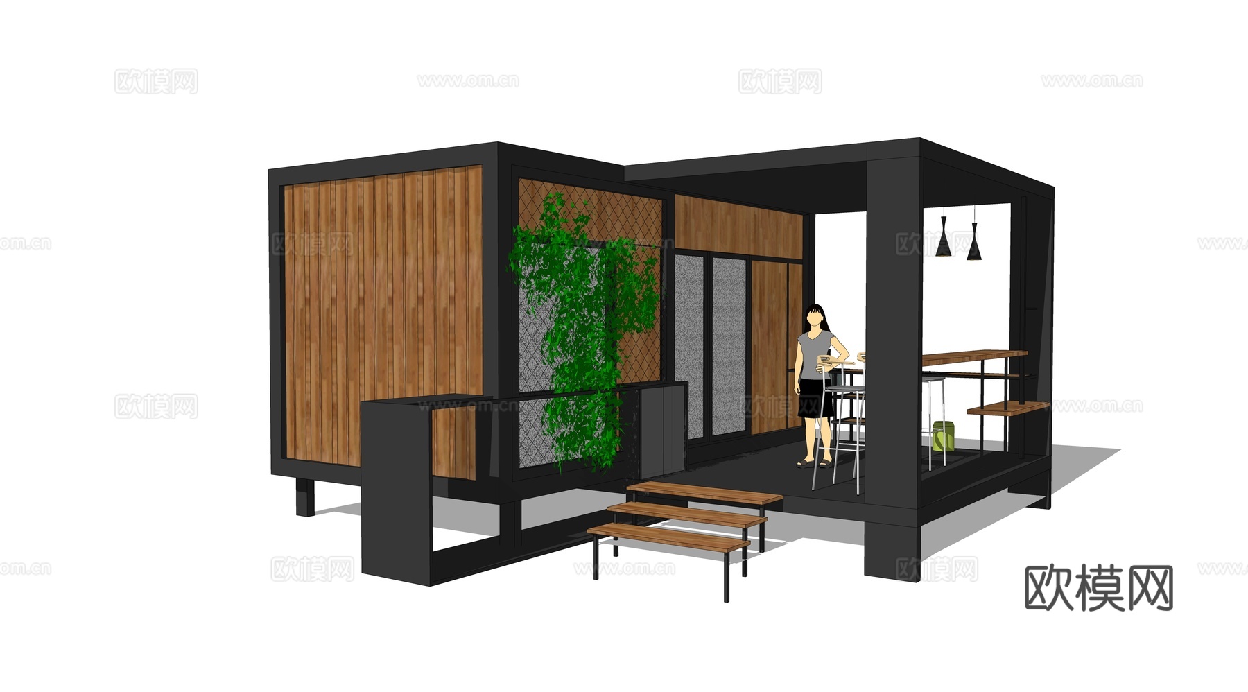 集装箱建筑 集装箱休息驿站 临时建筑su模型