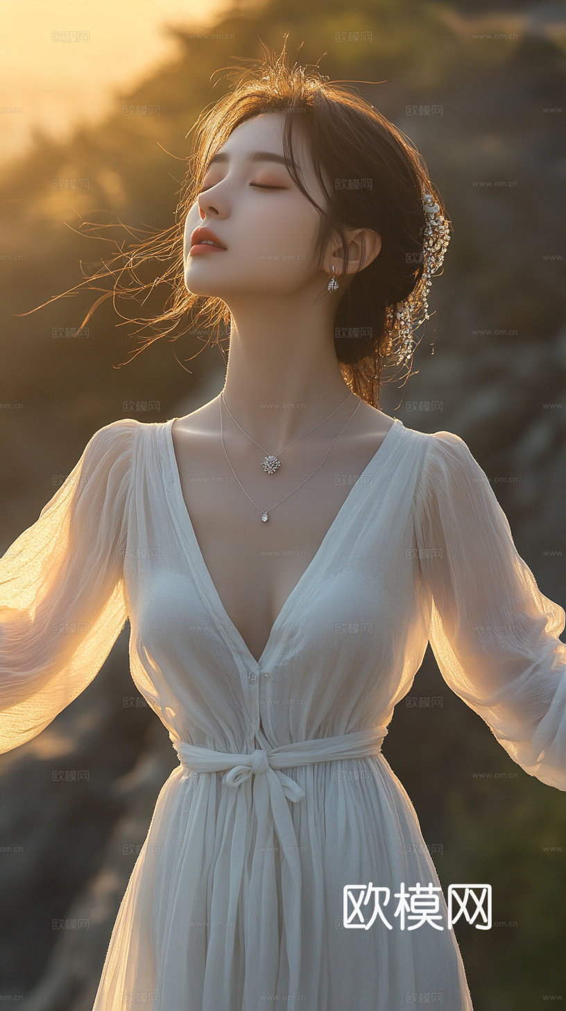 美女人物肖像挂画装饰画下载（渲染图5）