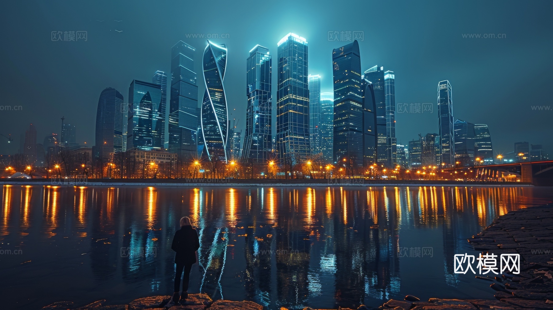 傍晚城市建筑都市风景下载（渲染图3）