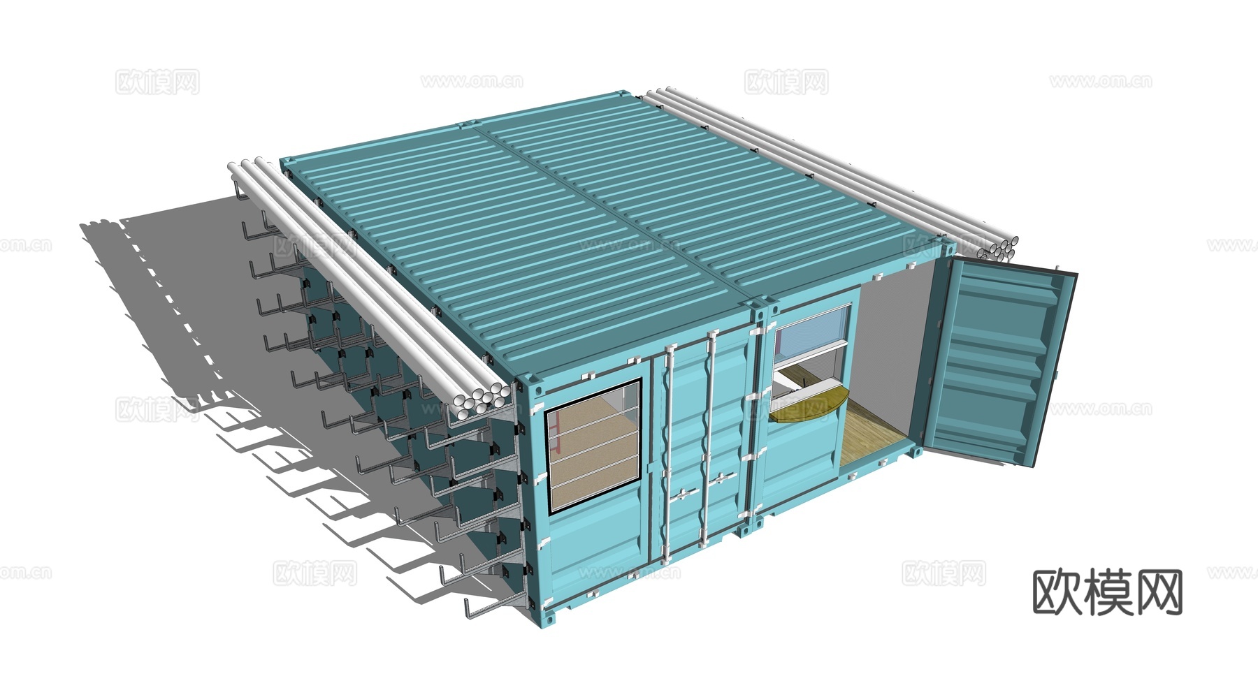 集装箱建筑 集装箱休息驿站 集装箱商店su模型