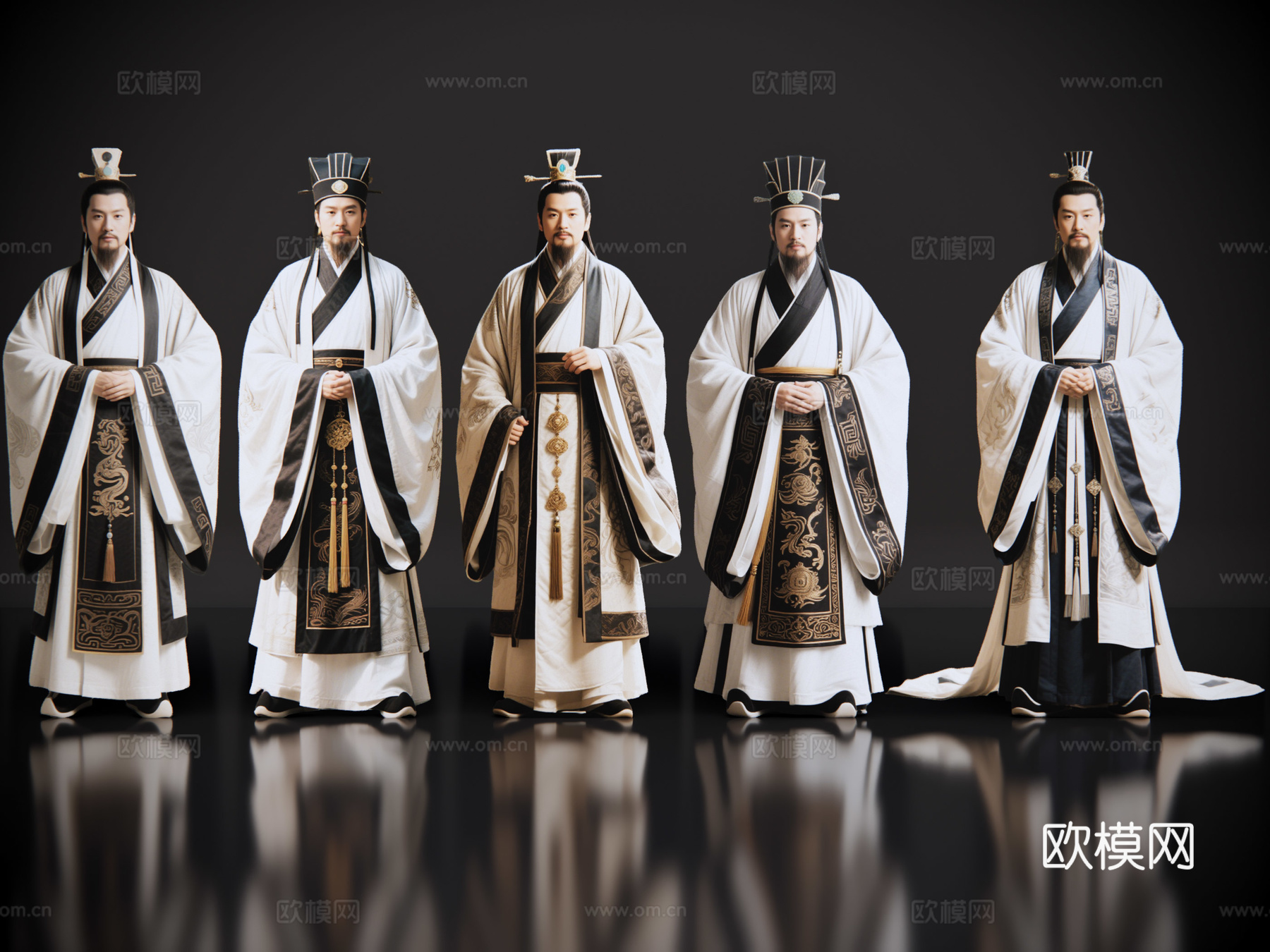2D古装男子 古代军师 诸葛亮 古代谋士 影视剧角色su模型