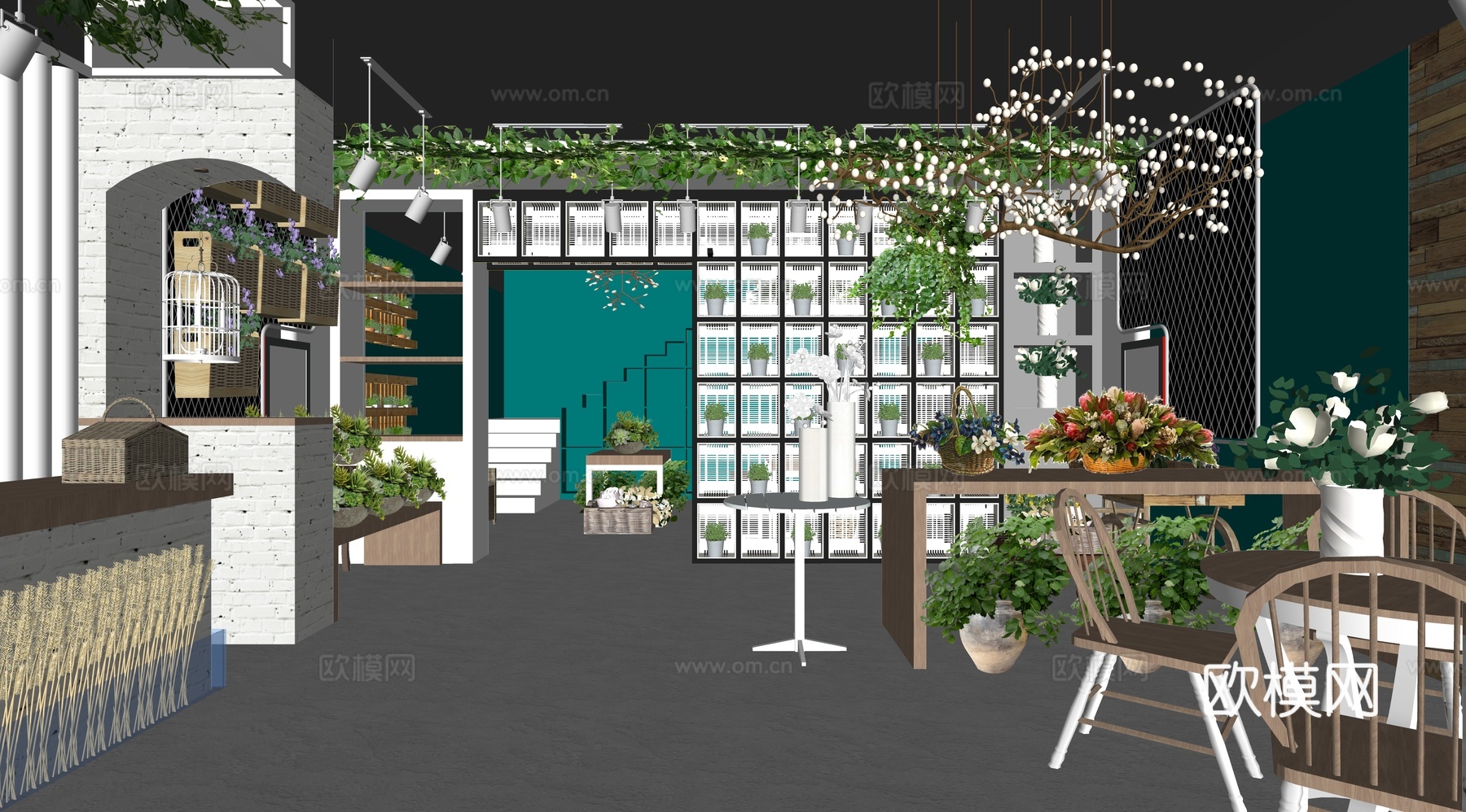 花店 鲜花店 门头 店铺su模型