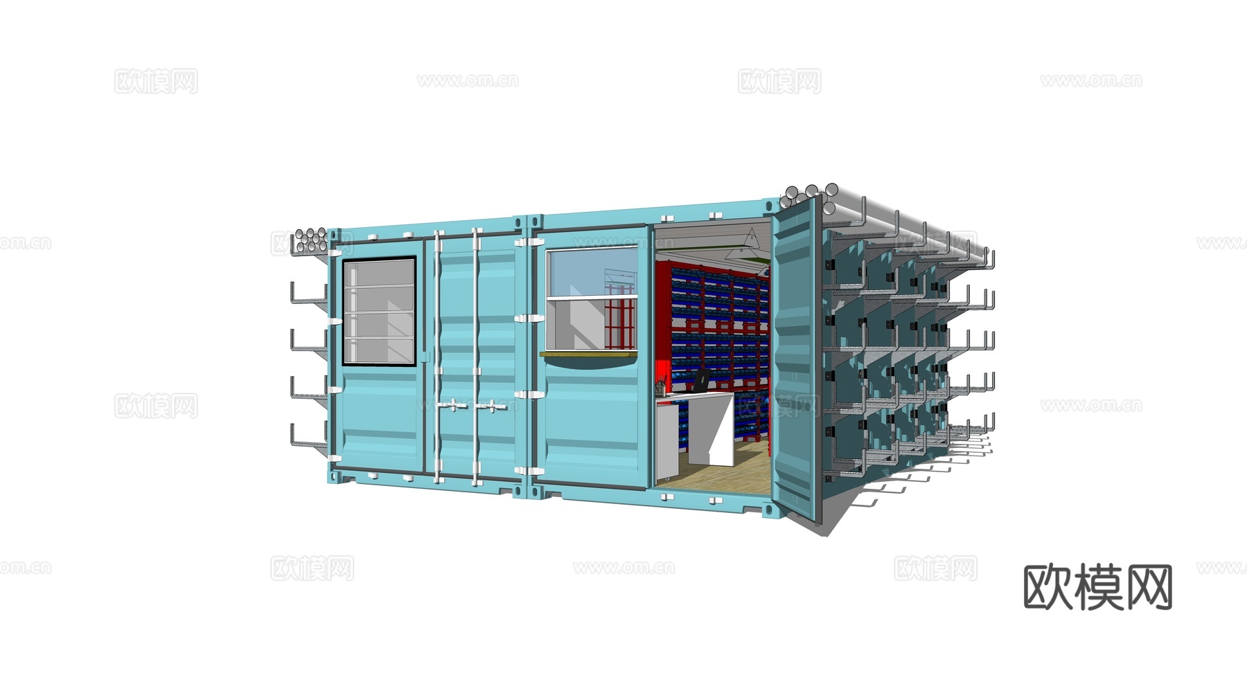 集装箱建筑 集装箱休息驿站 集装箱商店su模型