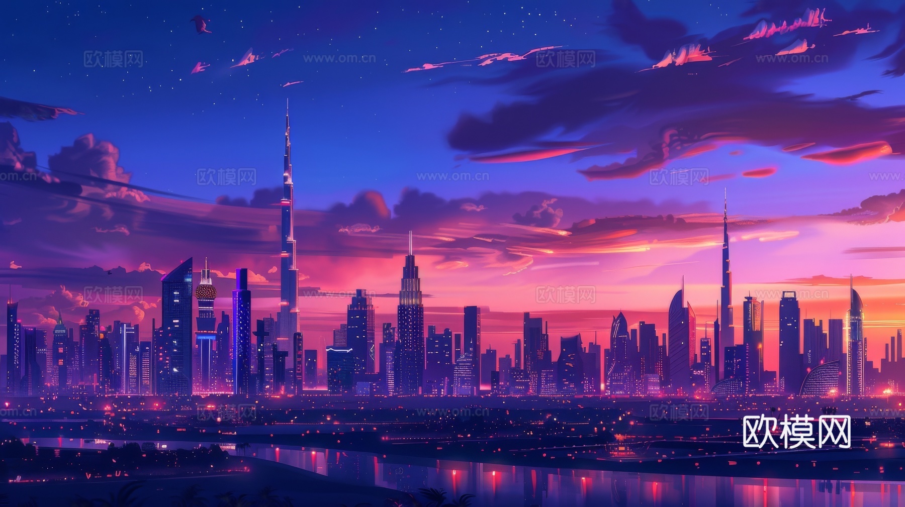 傍晚城市建筑都市风景