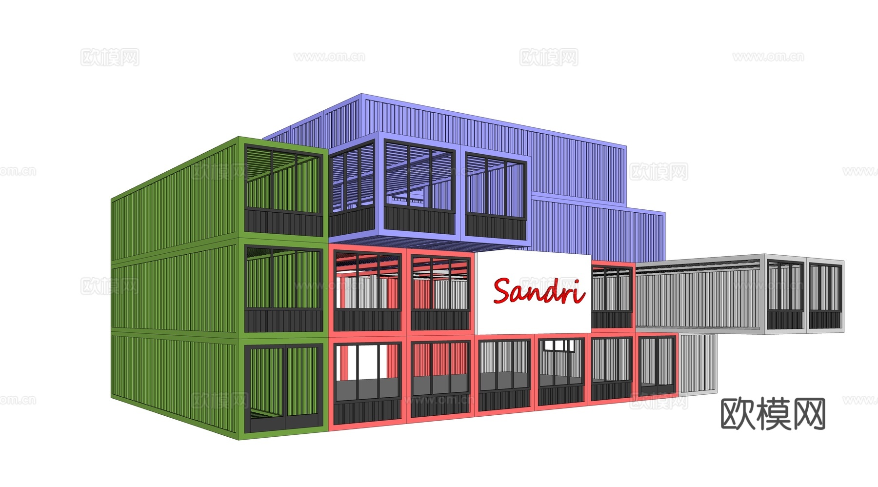 集装箱建筑 集装箱临时建筑su模型