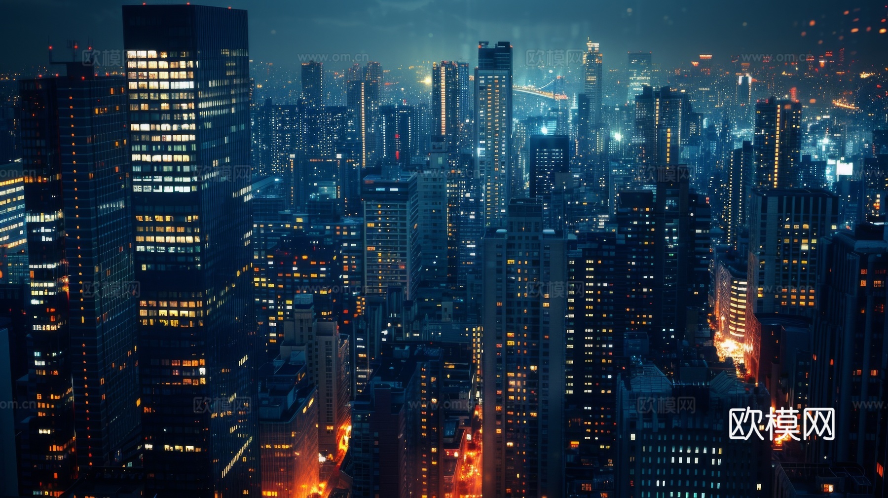 夜晚窗景建筑外立面玻璃幕墙下载（渲染图3）