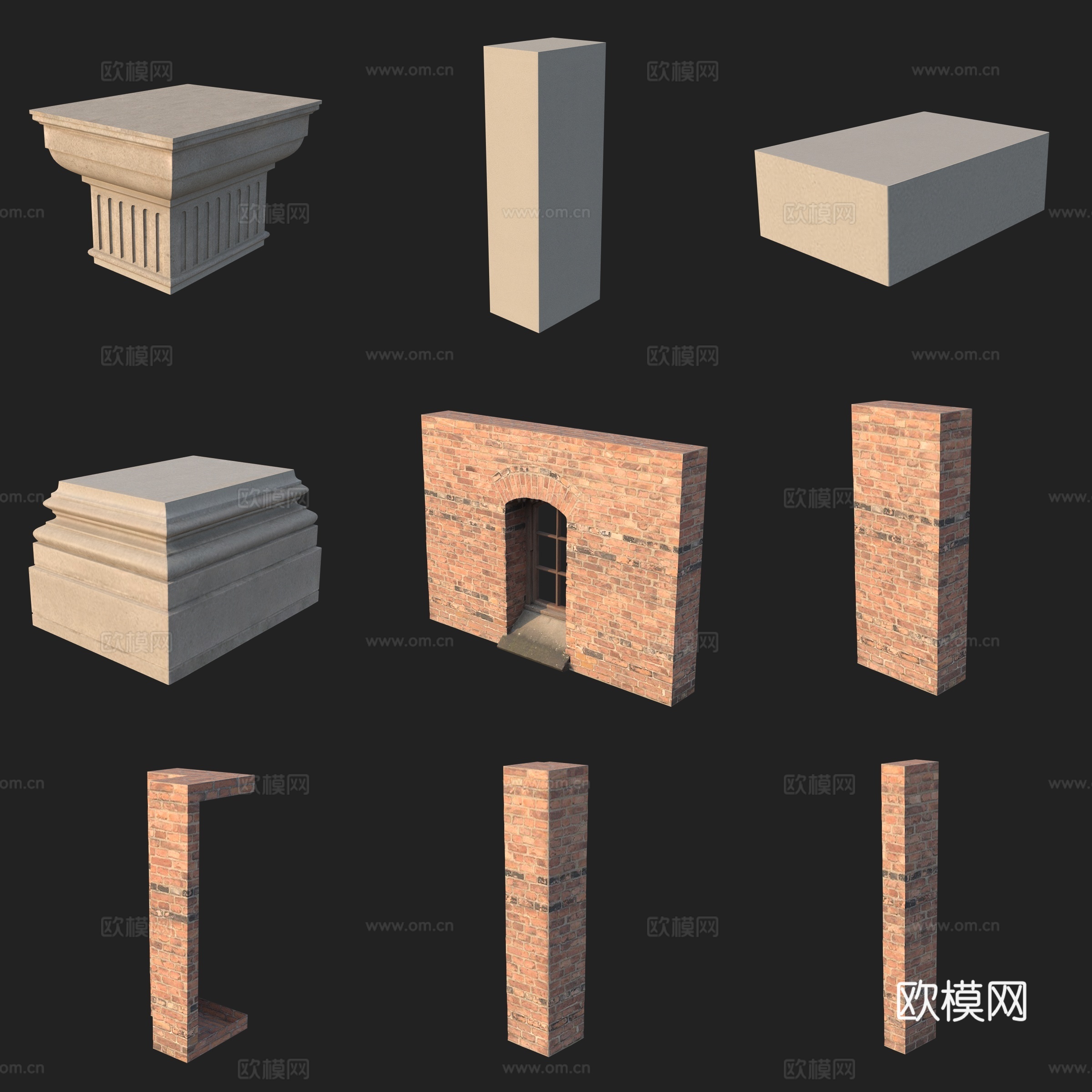 建筑构件石膏线门窗柱子3d模型