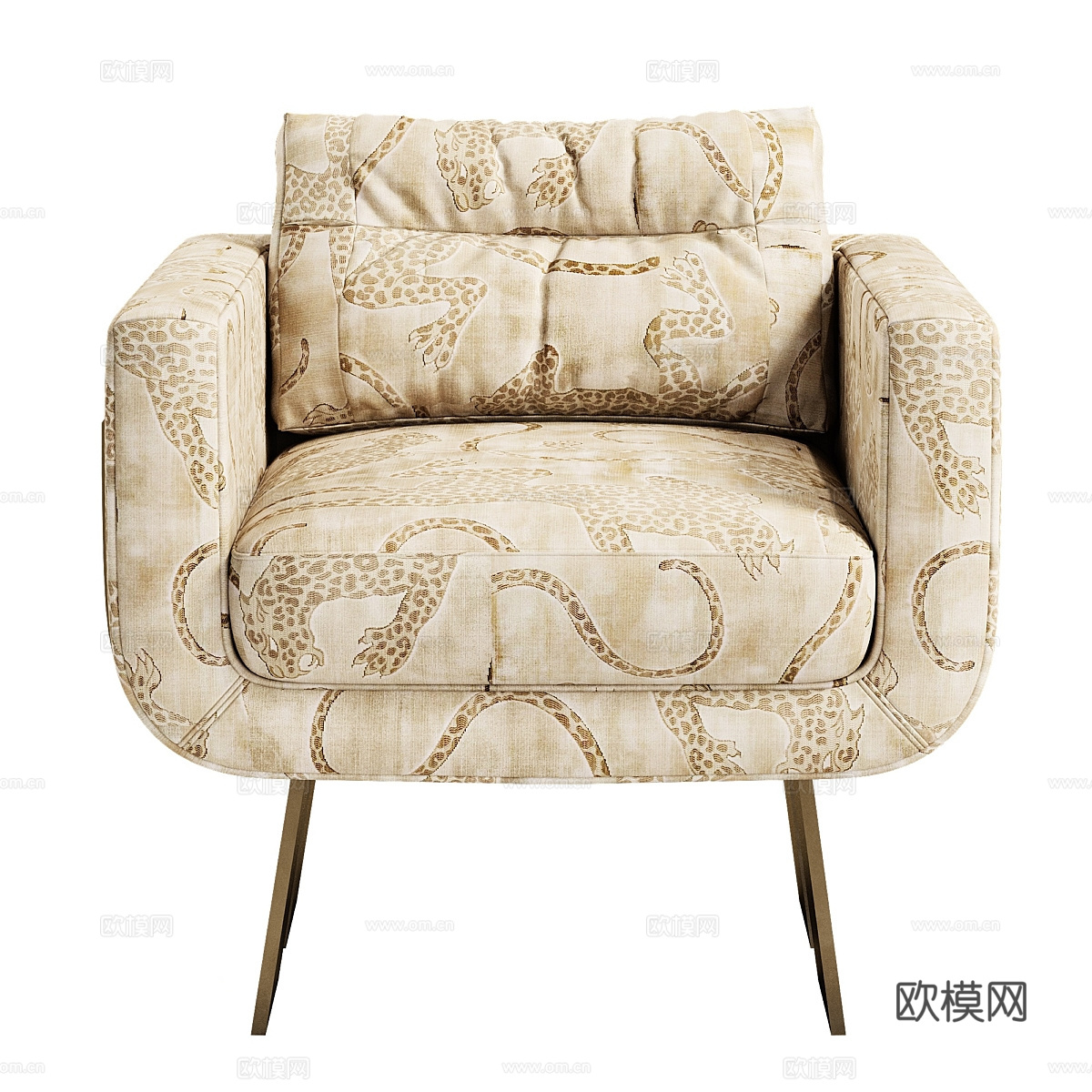 现代意式轻奢布艺休闲椅3d模型