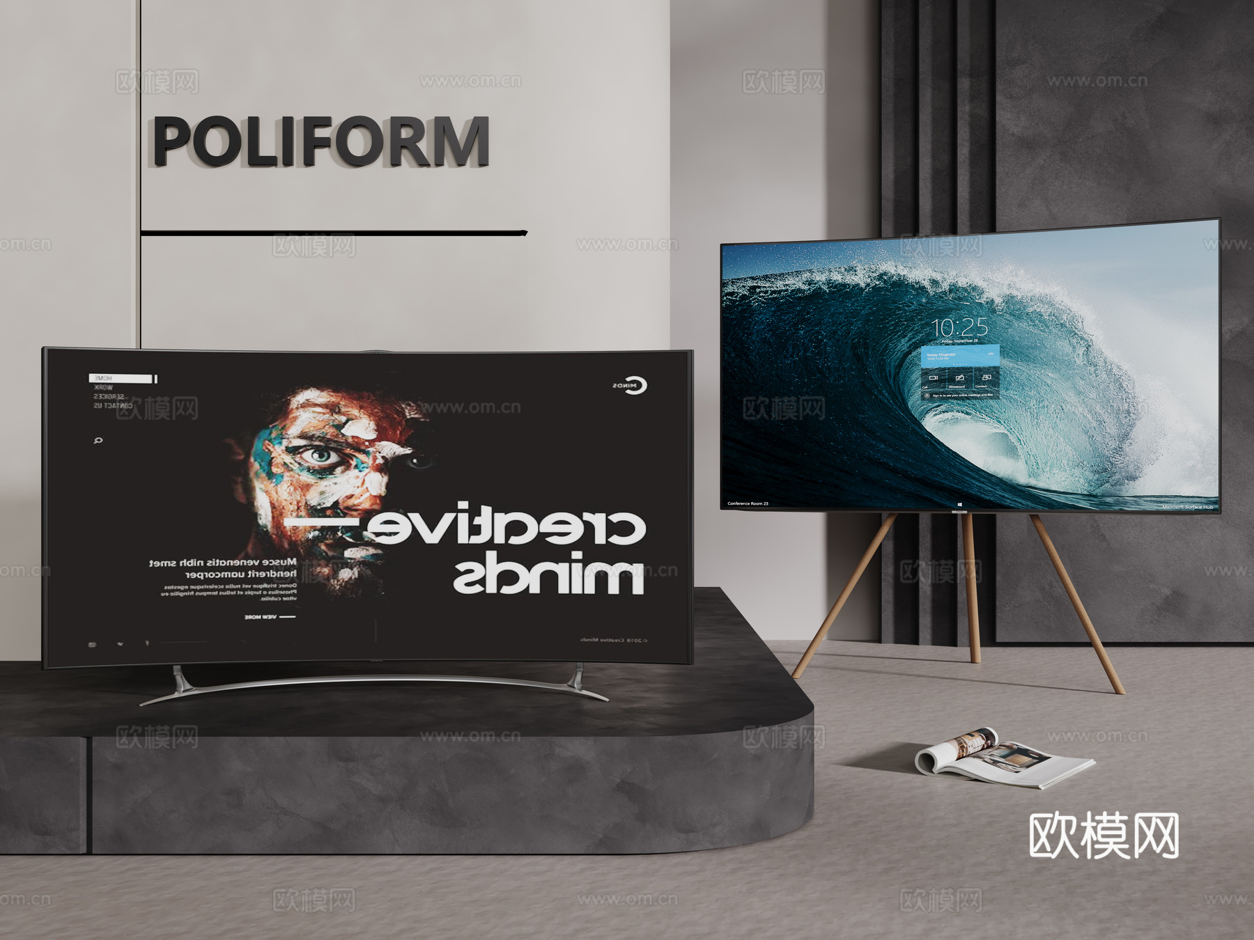 现代液晶电视 支架电视 移动电视 挂壁电视 落地电视3d模型