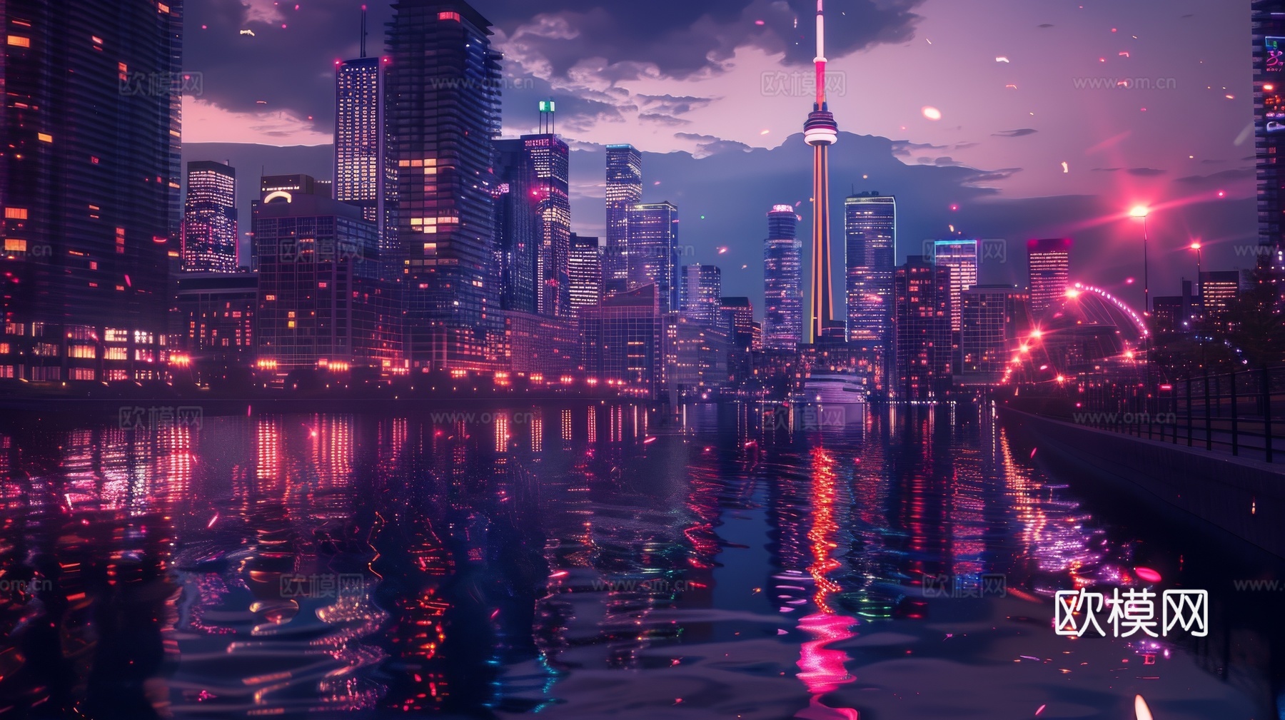 傍晚城市建筑都市风景