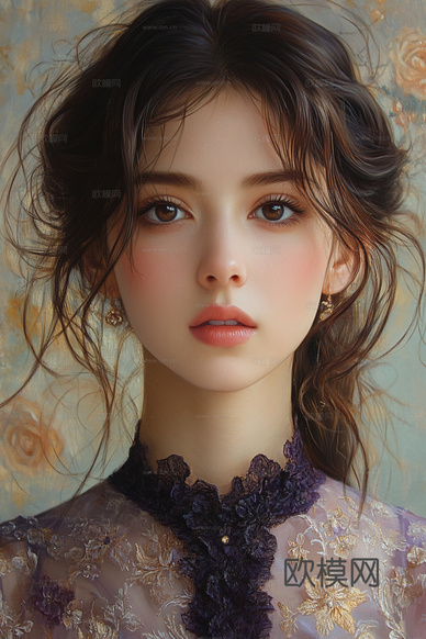 美女人物肖像挂画装饰画下载(渲染图2)