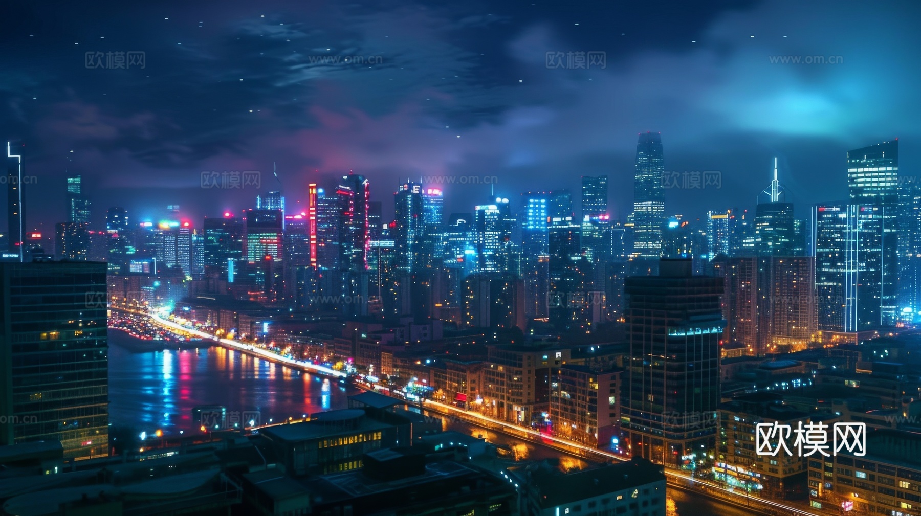 傍晚城市建筑都市风景下载（渲染图6）