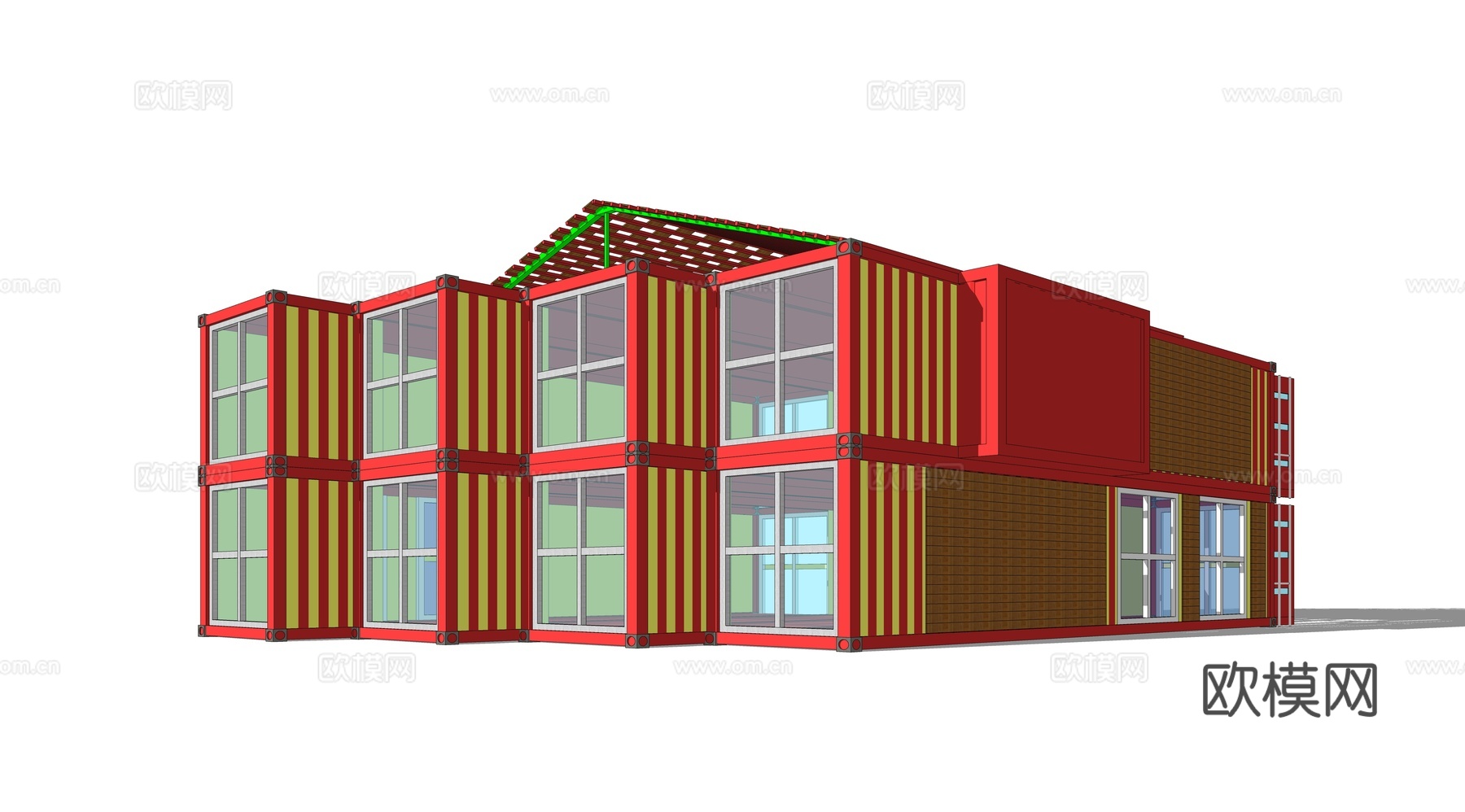 集装箱建筑 集装箱休息驿站 临时建筑su模型