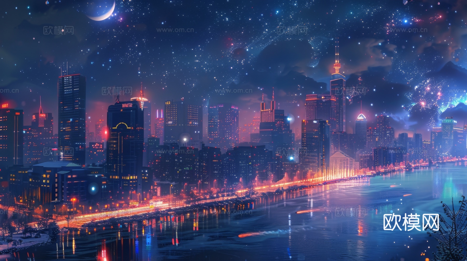 傍晚城市建筑都市风景下载（渲染图7）