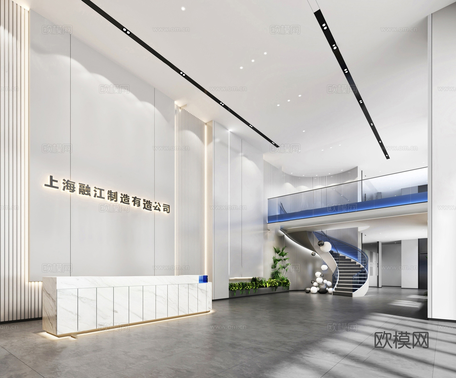 现代办公大堂 公司大厅 接待休息区su模型