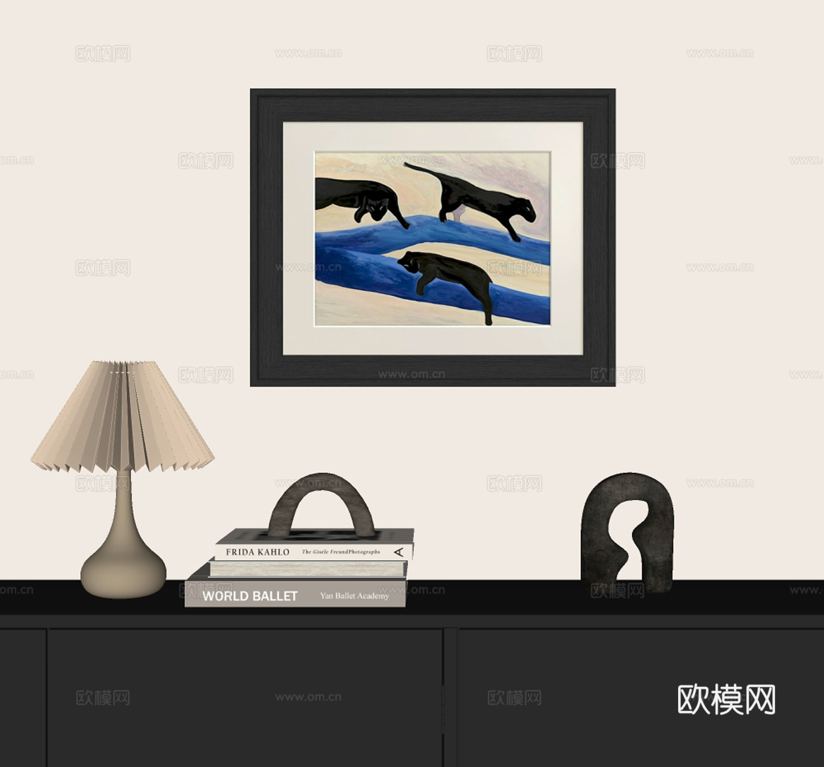 侘寂风复古挂画su模型