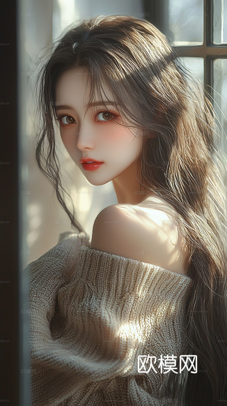 美女人物肖像挂画装饰画下载(渲染图2)
