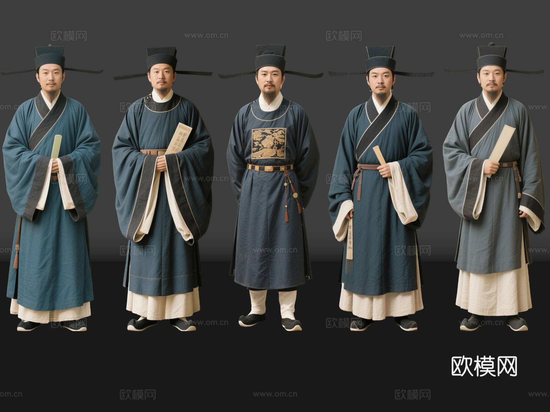 2D古装人物 古代进士 古装读书人 古装男子 影视剧角色su模型