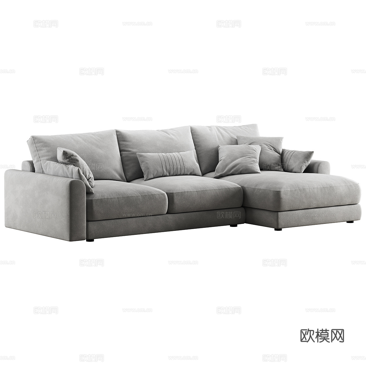 现代意式布艺转角沙发3d模型
