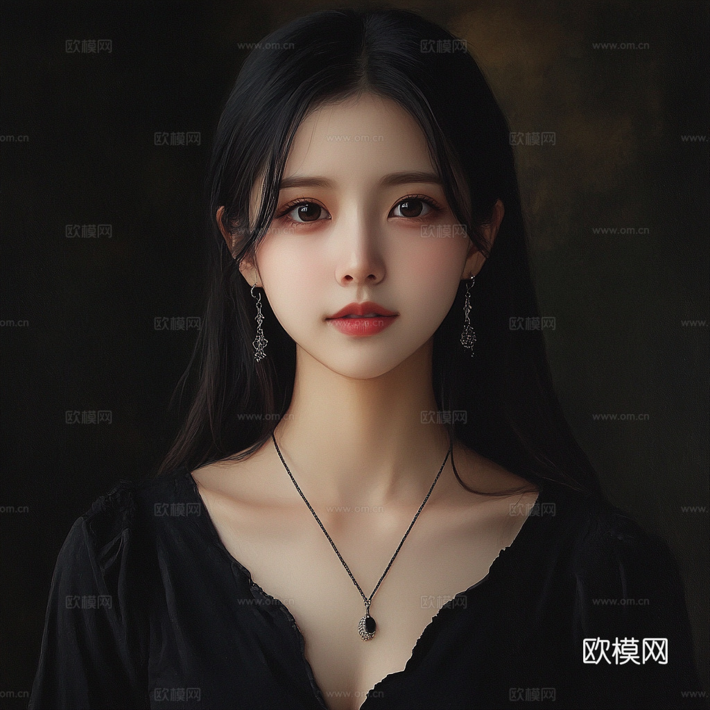 美女人物肖像挂画装饰画下载（渲染图7）