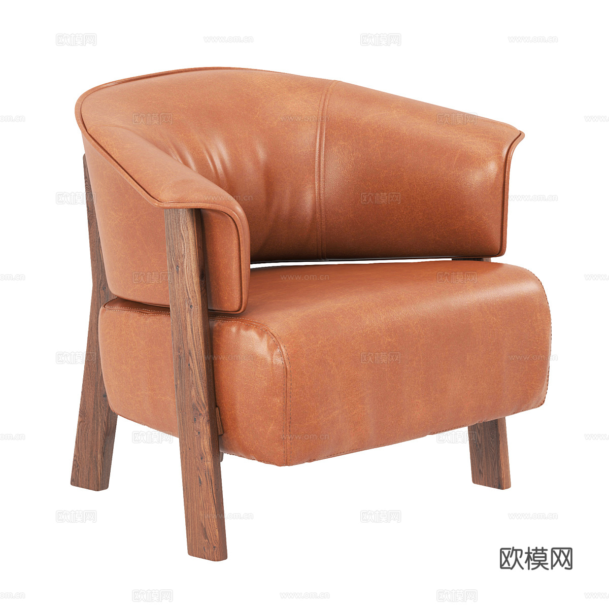 现代意式皮革扶手椅3d模型