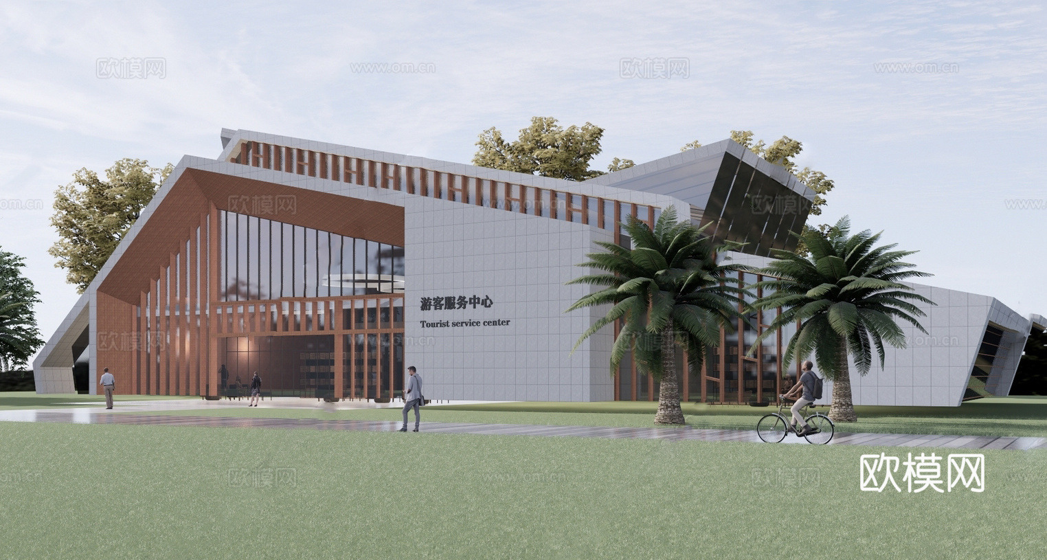 现代游客服务中心 建筑外观 驿站su模型