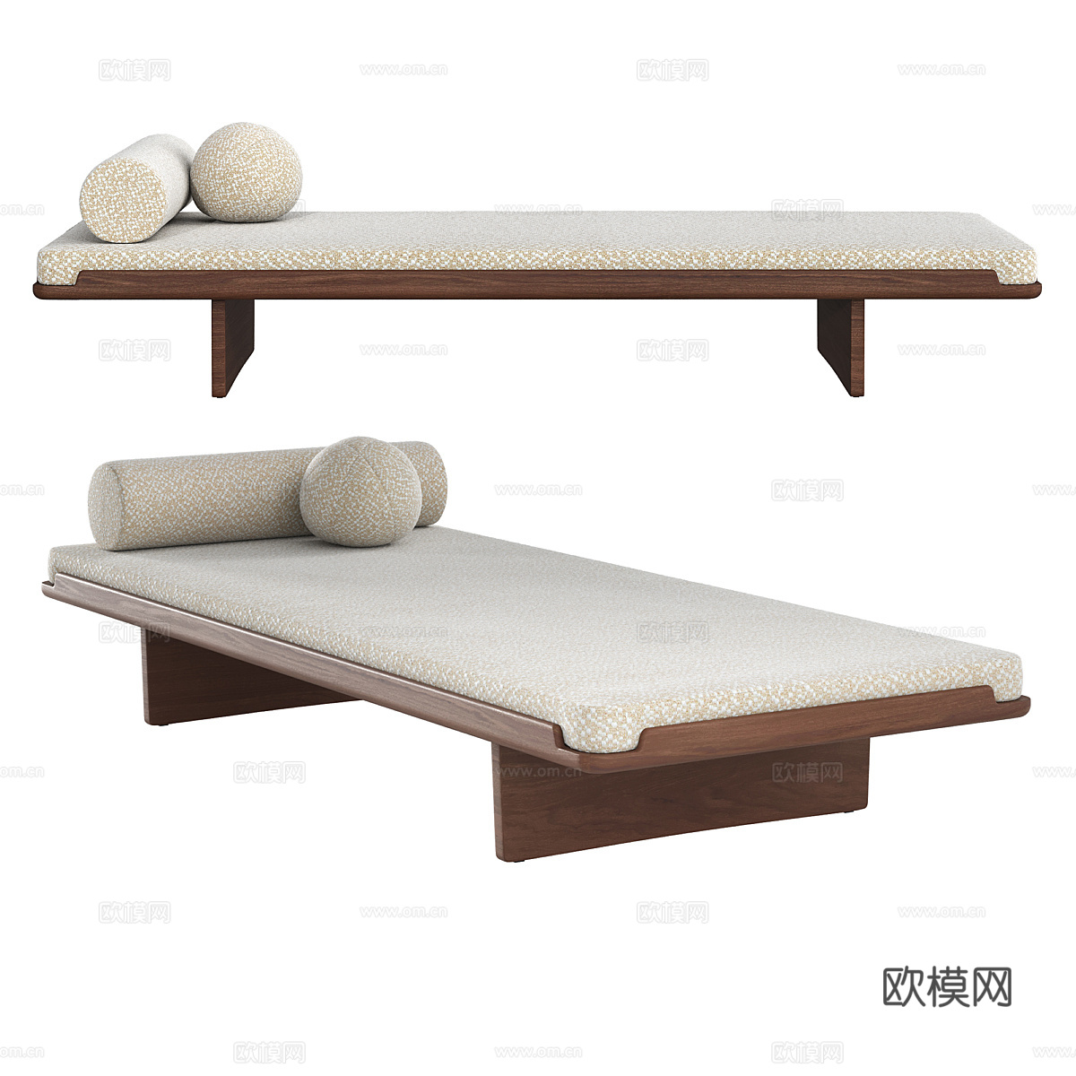 新中式布艺沙发床3d模型