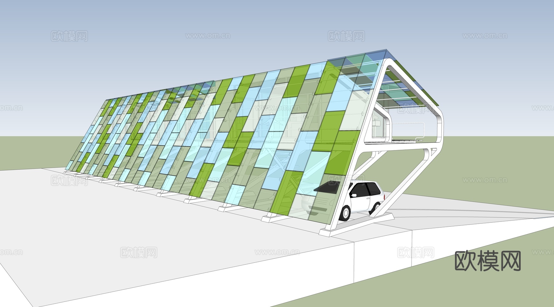 集装箱建筑 集装箱观景平台 集装箱休息驿站 临时建筑su模型
