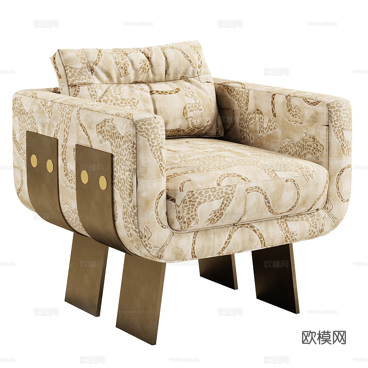 现代意式轻奢布艺休闲椅3d模型