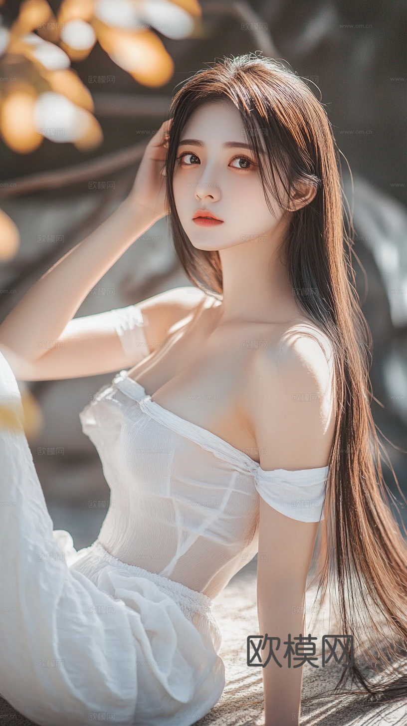 美女人物肖像挂画装饰画下载（渲染图1）