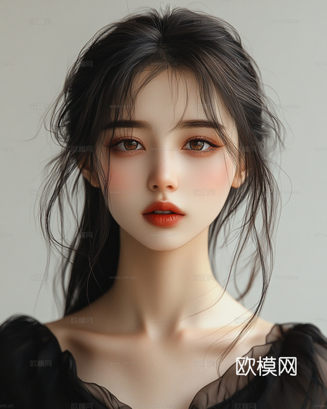 美女人物肖像挂画装饰画下载(渲染图1)