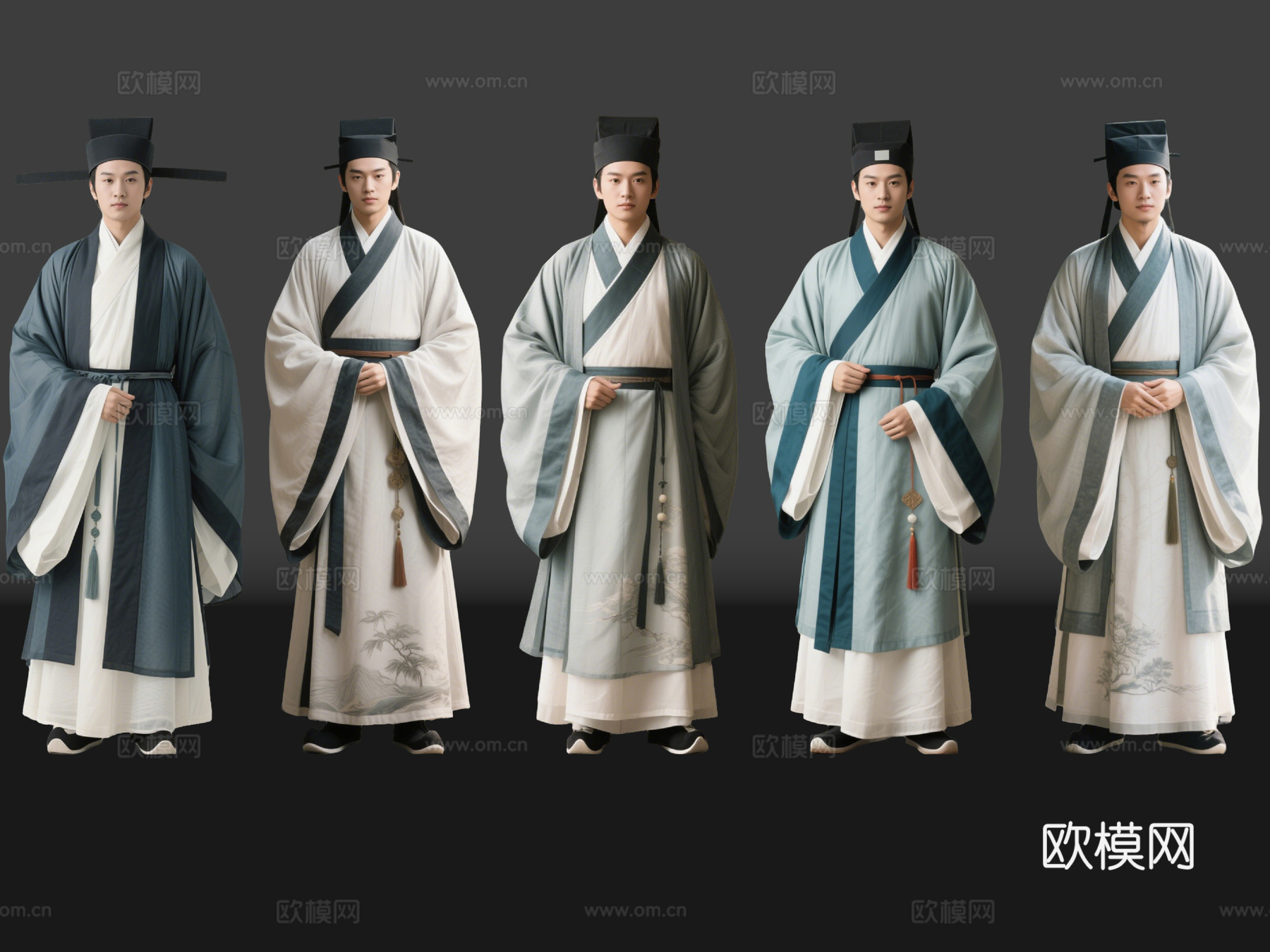 2D古装人物 古代读书人 古装男子 文人骚客 诗人 影视角色su模型