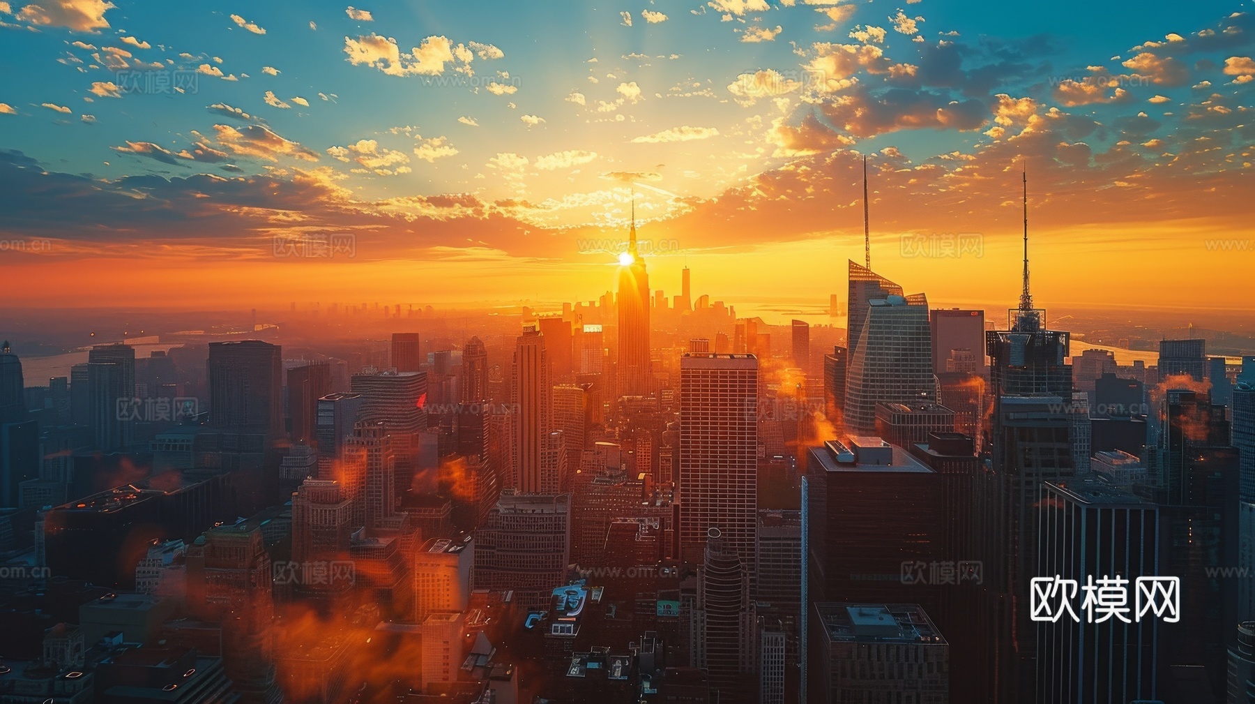 傍晚城市建筑都市风景