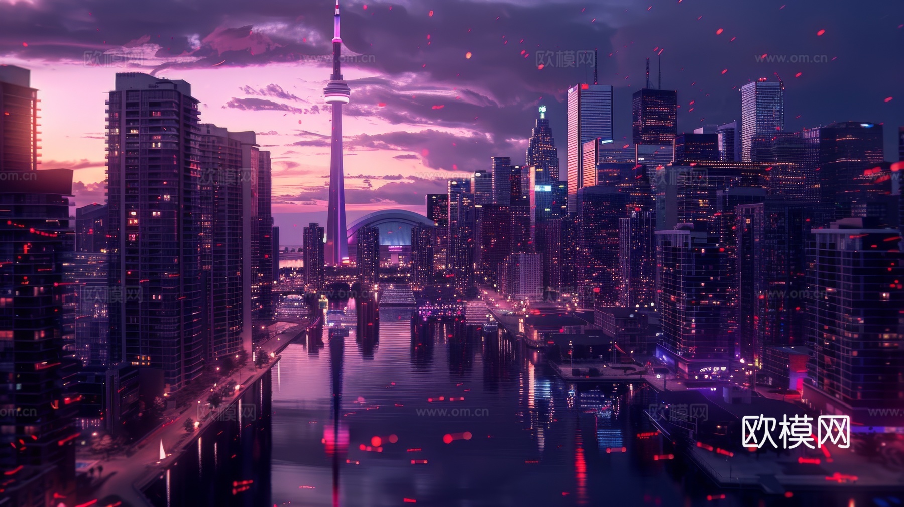 傍晚城市建筑都市风景下载（渲染图4）