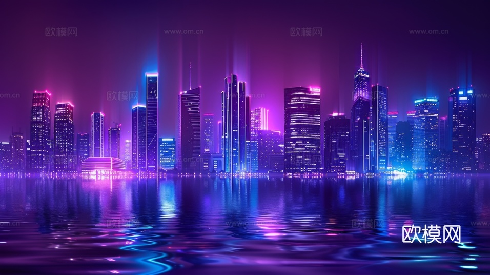傍晚城市建筑都市风景下载(渲染图3)
