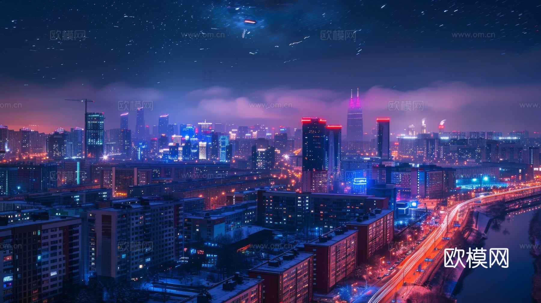 傍晚城市建筑都市风景下载（渲染图5）