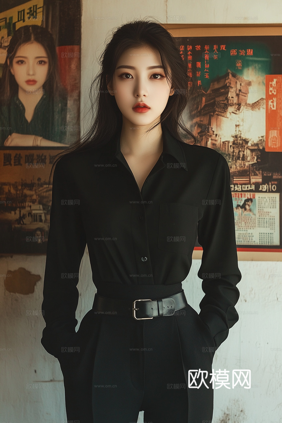 美女人物肖像挂画装饰画下载（渲染图3）