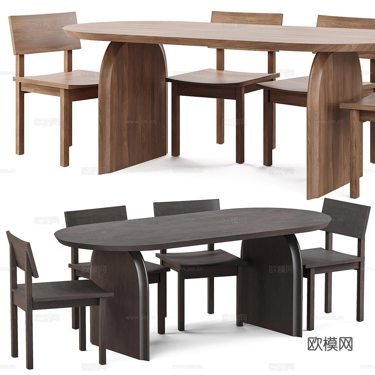 新中式实木餐桌椅3d模型