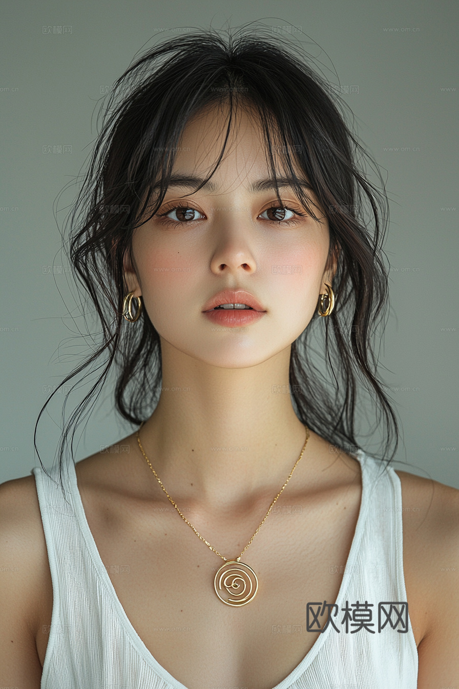 美女人物肖像挂画装饰画下载（渲染图3）