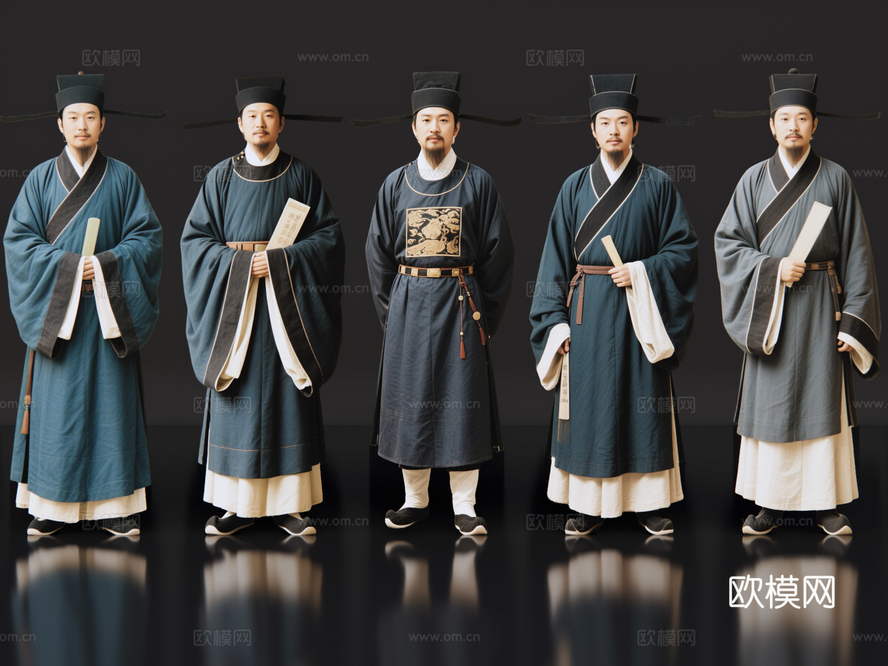 2D古装人物 古代进士 古装读书人 古装男子 影视剧角色su模型