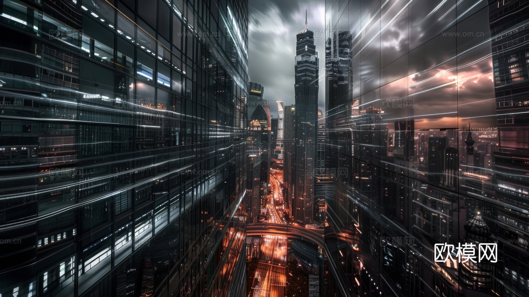 傍晚城市建筑都市风景下载（渲染图1）