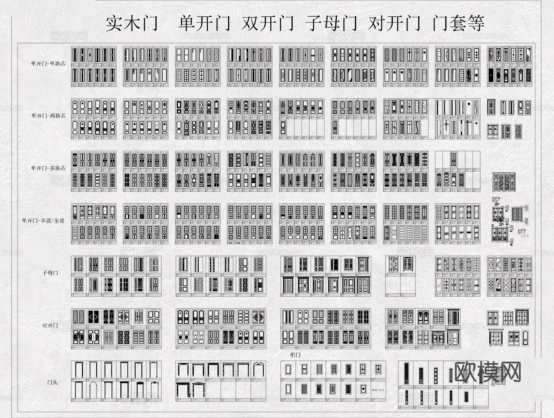 门 单开门 双开门 推拉门 钢化玻璃门 折叠门cad施工图