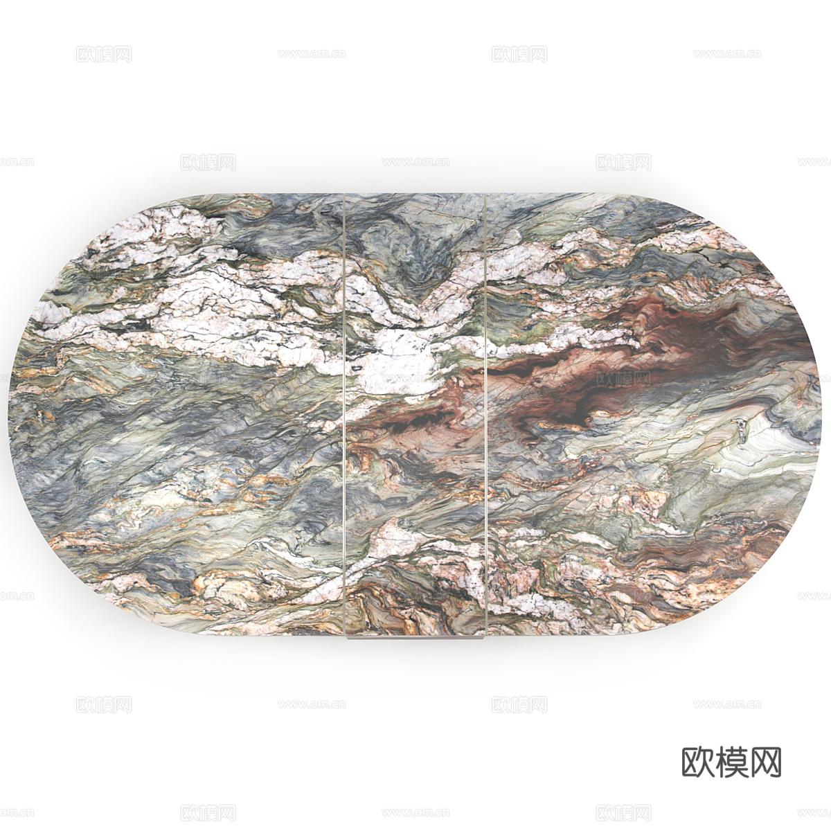 现代意式大理石椭圆茶几3d模型