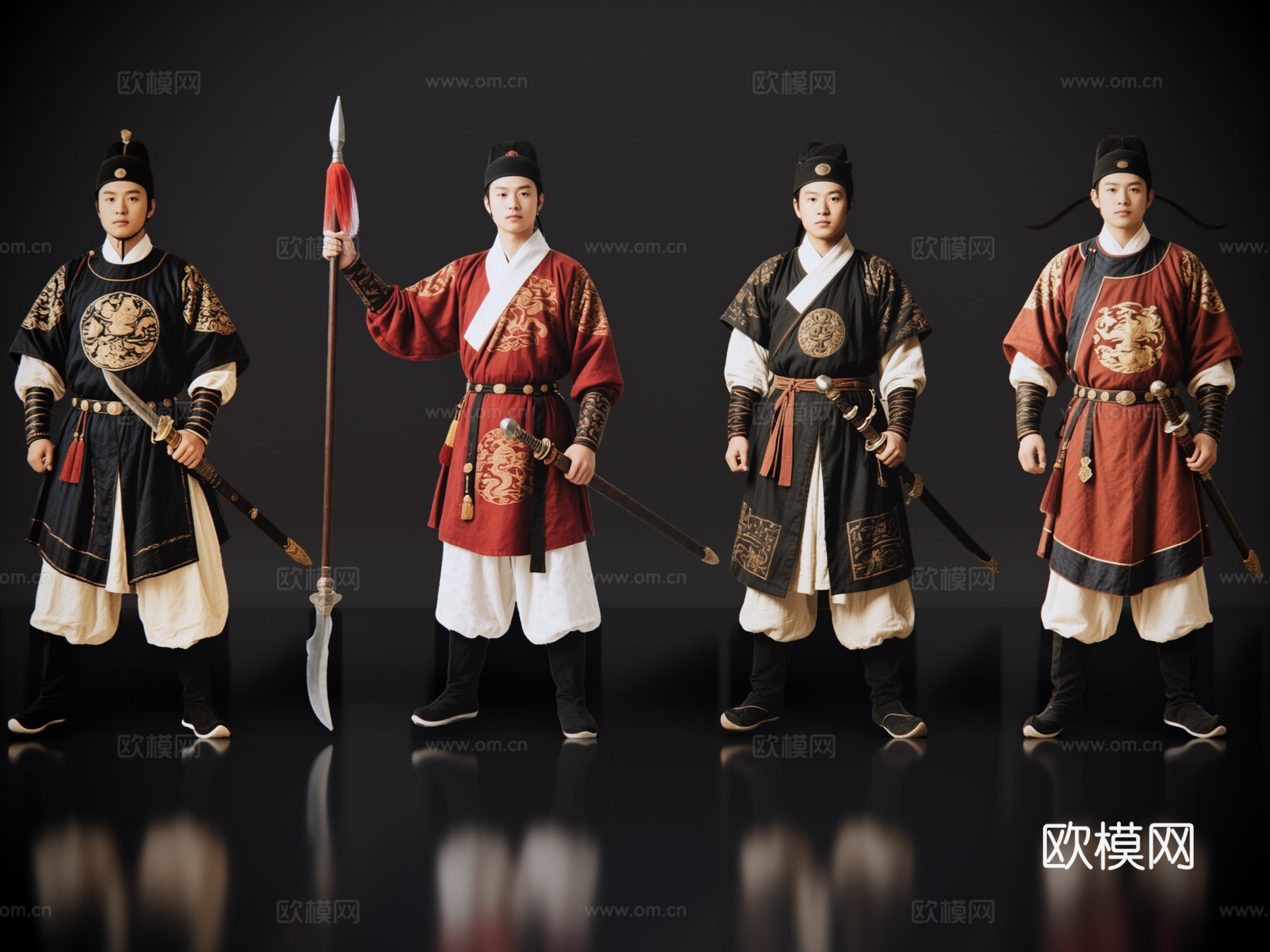 2D古装人物 古装男子 武进士 武进人 影视剧角色 古装角色su模型